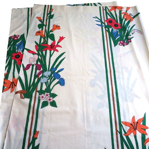 Vintage 1977 JP Stevens Twin Flat Sheet Flower Bouquet No Iron Percale USA Made - Picture 6 of 10